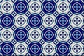 Gorgeous seamless pattern from dark blue and white Moroccan, Portuguese tiles, Azulejo, ornaments. Can be used for Royalty Free Stock Photo