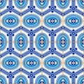 Gorgeous seamless pattern from dark blue and white Moroccan, Portuguese tiles, Azulejo, ornaments. Royalty Free Stock Photo