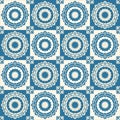 Gorgeous seamless pattern from dark blue and white Moroccan, Portuguese tiles, Azulejo, ornaments. Can be used for Royalty Free Stock Photo