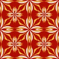 Gorgeous seamless pattern. Red and yellow ornamental tile