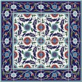 Gorgeous seamless pattern from tiles and border. Moroccan, Portuguese,Turkish, Azulejo ornaments. Can be used for