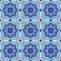 Gorgeous seamless pattern white blue Moroccan, Portuguese tiles, Azulejo, ornaments. Can be used for wallpaper, pattern Royalty Free Stock Photo