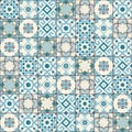 Gorgeous seamless pattern white blue Moroccan, Portuguese tiles, Azulejo, ornaments. Can be used for wallpaper, pattern Royalty Free Stock Photo