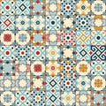 Gorgeous seamless pattern white colorful Moroccan, Portuguese tiles, Azulejo, ornaments. Can be used for wallpaper