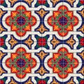 Gorgeous seamless pattern white colorful Moroccan, Portuguese tiles, Azulejo, ornaments. Can be used for wallpaper Royalty Free Stock Photo