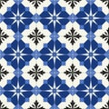 Gorgeous seamless pattern white Turkish, Moroccan, Portuguese tiles, Azulejo, ornament. Royalty Free Stock Photo