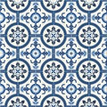 Gorgeous seamless pattern white Turkish, Moroccan, Portuguese tiles, Azulejo, ornament. Royalty Free Stock Photo