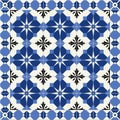 Gorgeous seamless pattern white Turkish, Moroccan, Portuguese tiles, Azulejo, ornament. Royalty Free Stock Photo