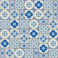 Gorgeous seamless pattern white Turkish, Moroccan, Portuguese tiles, Azulejo, ornament. Royalty Free Stock Photo