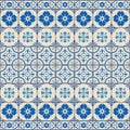 Gorgeous seamless pattern white Turkish, Moroccan, Portuguese tiles, Azulejo, ornament. Royalty Free Stock Photo