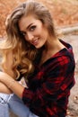 Gorgeous sensual woman with blond hair in casual clothes Royalty Free Stock Photo