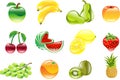 Gorgeous shiny fruit icon set Royalty Free Stock Photo