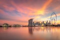 Gorgeous Singapore Skyline buildings with illuminations on sunset Royalty Free Stock Photo