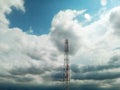 Gorgeous Sky in Shades of Blue with Playful Clouds and Power Line Tower Royalty Free Stock Photo