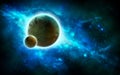 Spacescape with planets and nebula Royalty Free Stock Photo