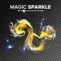 Gorgeous Sparkling Effect Vector. Flying Glittering Dust In The Air. Gold Particles Trail. Isolated On Transparent Royalty Free Stock Photo