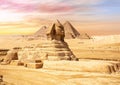 Gorgeous Sphinx in front of the Giza Pyramids, Egypt Royalty Free Stock Photo