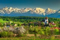 Fantastic rural spring landscape with Hosman village, Transylvania, Romania, Europe Royalty Free Stock Photo