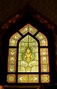 Gorgeous Stained Glass over the Windows of Wat Benchamabophit Temple Ordination Hall, Bangkok, Thailand