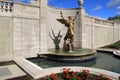 Gorgeous stone and bronze sculpture with fountains, Congress Park, Saratoga Springs, New York, 2016