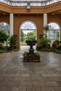 a gorgeous summer landscape inside the indoor garden with lush green trees and plants and colorful flowers at New Orleans Royalty Free Stock Photo