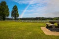 A gorgeous summer landscape at Lake Acworth with rippling blue lake water surrounded by lush green grass and trees Royalty Free Stock Photo