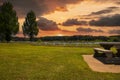 A gorgeous summer landscape at Lake Acworth with rippling blue lake water surrounded by lush green grass and trees Royalty Free Stock Photo