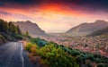 Gorgeous summer sunrise in Leonidio town. Royalty Free Stock Photo