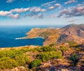 Gorgeous summer view of Porto Kagio, seaside village of East Mani.