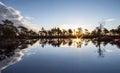 Gorgeous sunrise on a bog lake