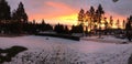 Gorgeous sunrise over Flathead Lake, MT panorama