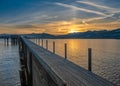 Gorgeous sunrise on the shores of the upper Zurich Lake Obersee near Hurden Schwyz and Rapperswil-Jona Sankt Gallen,