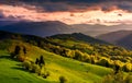 Gorgeous sunset over Carpathian mountains Royalty Free Stock Photo