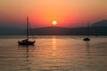Gorgeous sunset over Lake Geneva, peaceful and serene atmosphere Royalty Free Stock Photo
