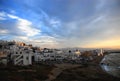 Greece- Naxos- Panorama of Naxos Town and Coast at Sunset Royalty Free Stock Photo