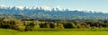 The gTararua Ranges in the Wairarapa with snow on the peaks and the lush rural agricultural valley below Royalty Free Stock Photo