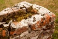 Gorgeous textured surface of ancient wall ruins. Old weathered bricks Royalty Free Stock Photo