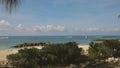 Gorgeous view of Atlantic ocean landscape. Turquoise water of Atlantic ocean and speed boats on blue sky background. Key West,