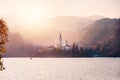Bled Lake in the sunset