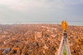 Golden statue of angel on top of clock tower in St Mark`s Square Royalty Free Stock Photo