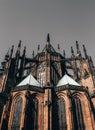 Gorgeous view of Gothic capel  cathedral , Monument of German Roman  Catholicism Neogothic architecture .the Catholic St. Vitus, Royalty Free Stock Photo