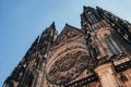 Gorgeous view of Gothic capel  cathedral , Monument of German Roman  Catholicism Neogothic architecture .the Catholic St. Vitus, Royalty Free Stock Photo