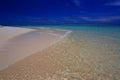 Gorgeous view of Indian Ocean. White sand coast line, turquoise ocean water and blue sky with white clouds. Royalty Free Stock Photo