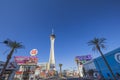 Gorgeous view of main tower of Strat hotel-casino on Strip. Las Vegas, Nevada,