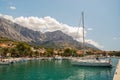 Gorgeous view of marina in dalmatian Baska Voda, Croatia Royalty Free Stock Photo