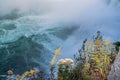 Gorgeous view of Niagara Falls landscape.Waves rumbling against the rocky shore.