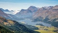 Gorgeous view over Lake Sils when hiking Grisons, Switzerland Royalty Free Stock Photo