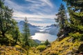 Gorgeous view over Lake Sils and Lake Silvaplana Grisons, Switzerland Royalty Free Stock Photo