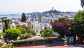 Gorgeous view over San Francisco landscape and street san lombard francisco. Royalty Free Stock Photo