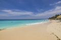 Gorgeous view of sandy Eagle Beach of Caribbean sea on island of Aruba. Royalty Free Stock Photo